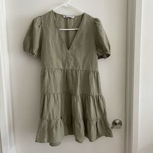 Zara linen blend tiered dress